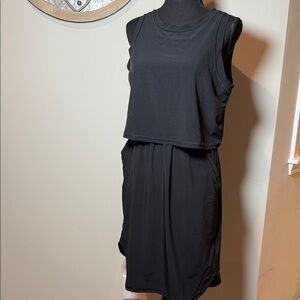 Prana Black One Piece Layered Activewear Mini Dress